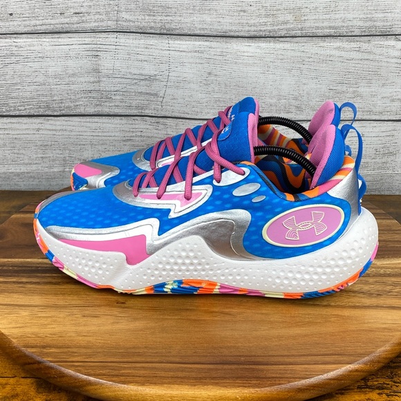 Under Armour Spawn 5 LE Brilliant Blue Pink Basketball Shoe 3026758-400 Men 11.5